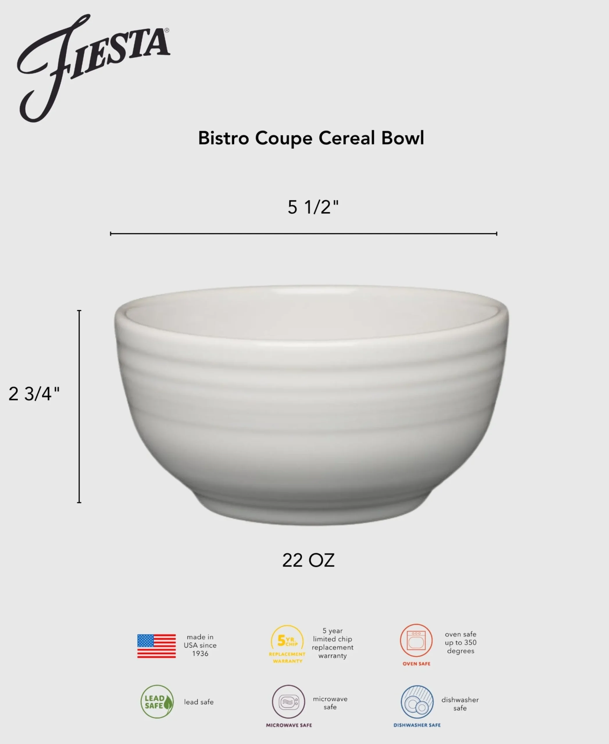 Bistro Coupe 5 1/2 Inch Cereal Bowl 22 OZ Foundry|Fiesta Factory Direct Online