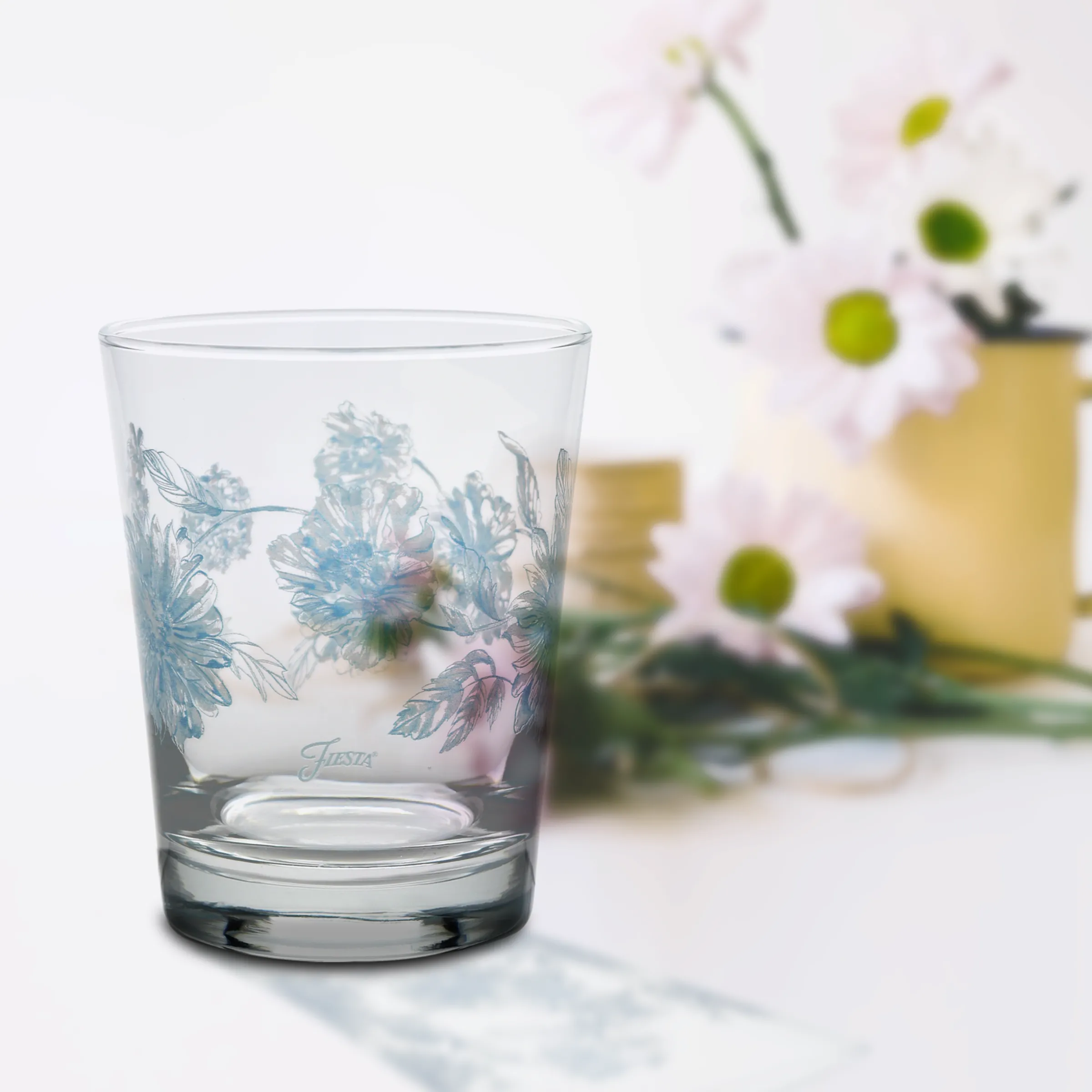 Botanical Floral 15 oz. Tapered Double Old Fashion Glass – Set of 4|Fiesta Factory Direct Clearance