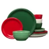 Christmas Mixed Color Bistro Coupe 12-Piece Dinnerware Set, Service for 4|Fiesta Factory Direct Clearance