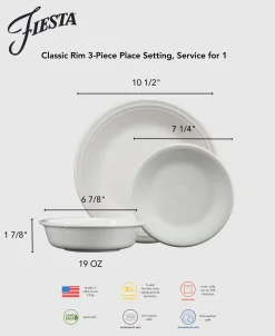 Classic Rim 3-Piece Place Setting, Service for 1 Foundry|Fiesta Factory Direct Online