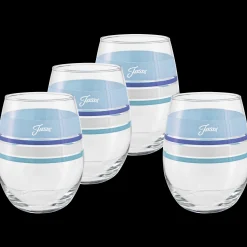 Coastal Blues 15 oz. Edgeline Stemless Wine – Set of 4|Fiesta Factory Direct Discount