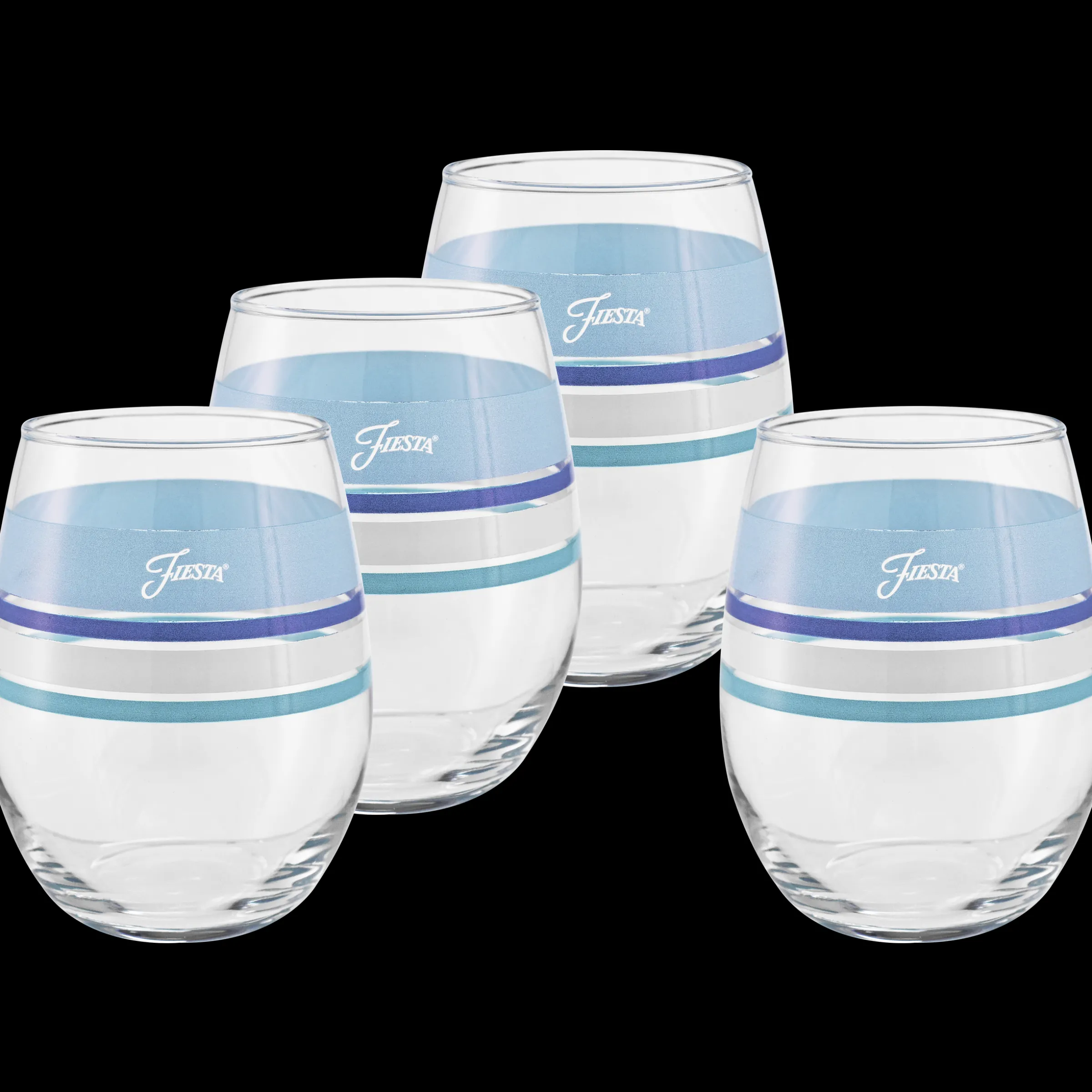Coastal Blues 15 oz. Edgeline Stemless Wine – Set of 4|Fiesta Factory Direct Discount