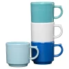 Coastal Blues 16 OZ Set of 4 Mixed Stackable Mug Set|Fiesta Factory Direct Clearance