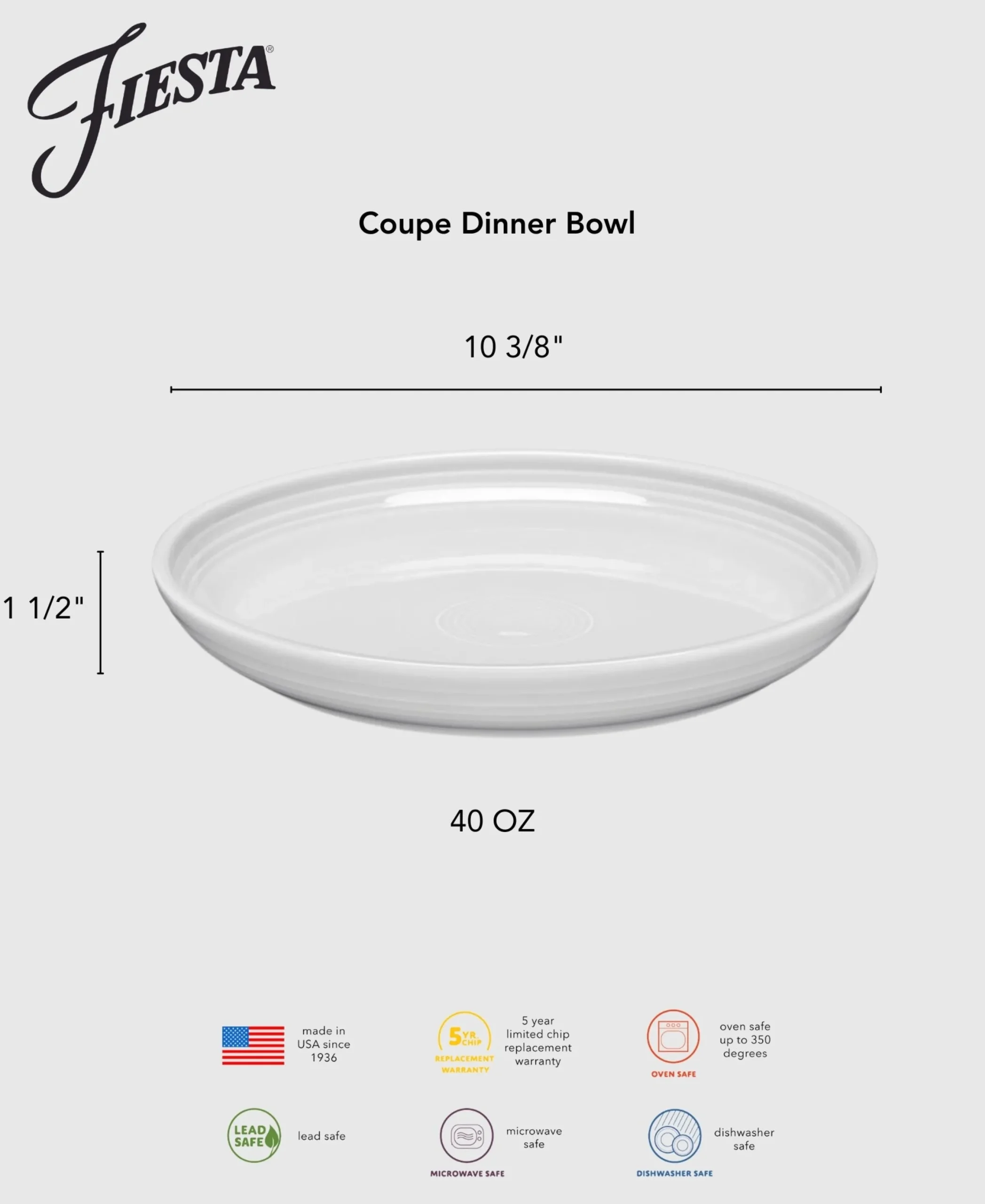 Coupe 10 3/8 Inch Dinner Bowl 40 OZ|Fiesta Factory Direct Outlet