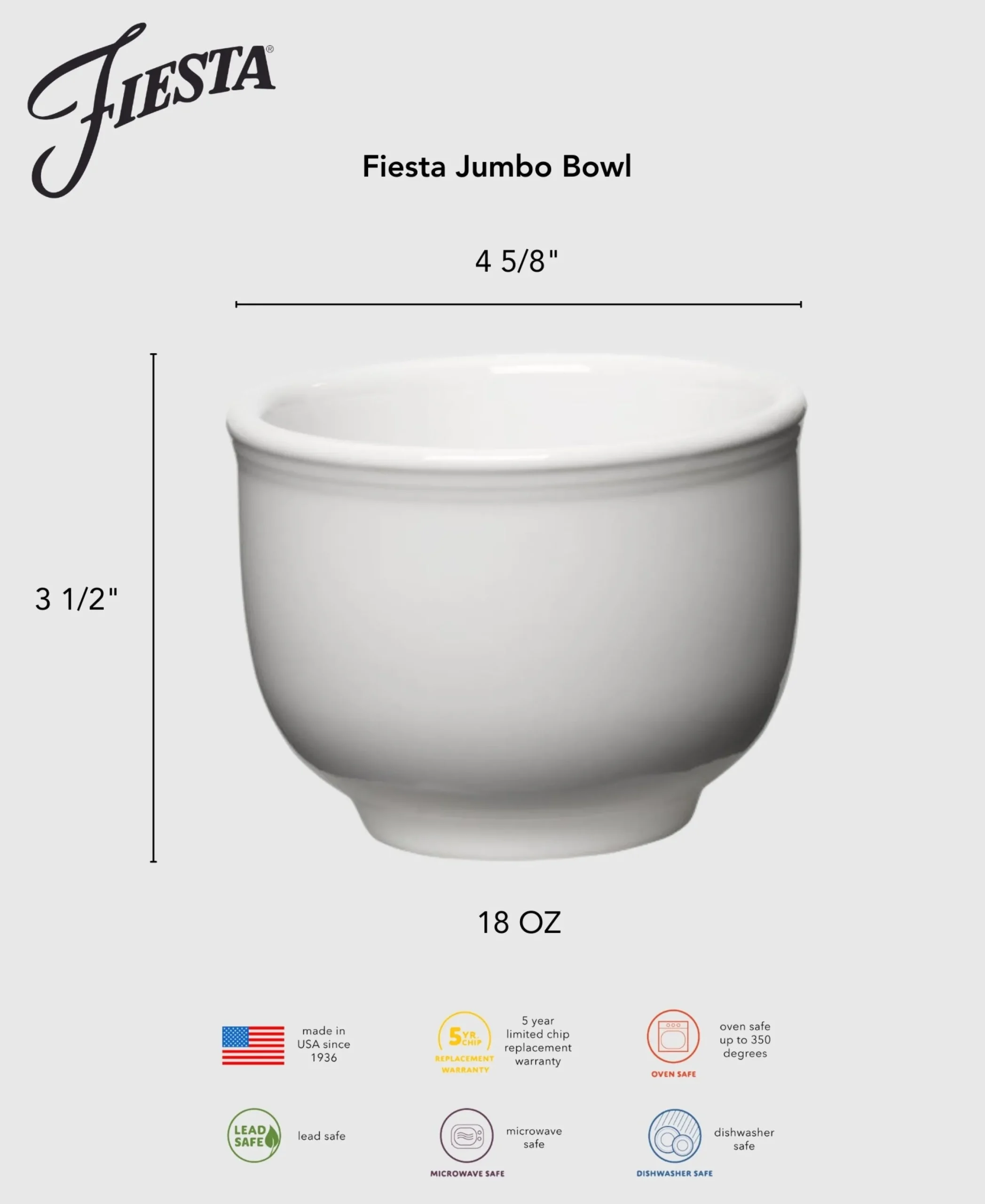 Fiesta 4 5/8 Inch Jumbo Bowl 18 OZ|Fiesta Factory Direct New