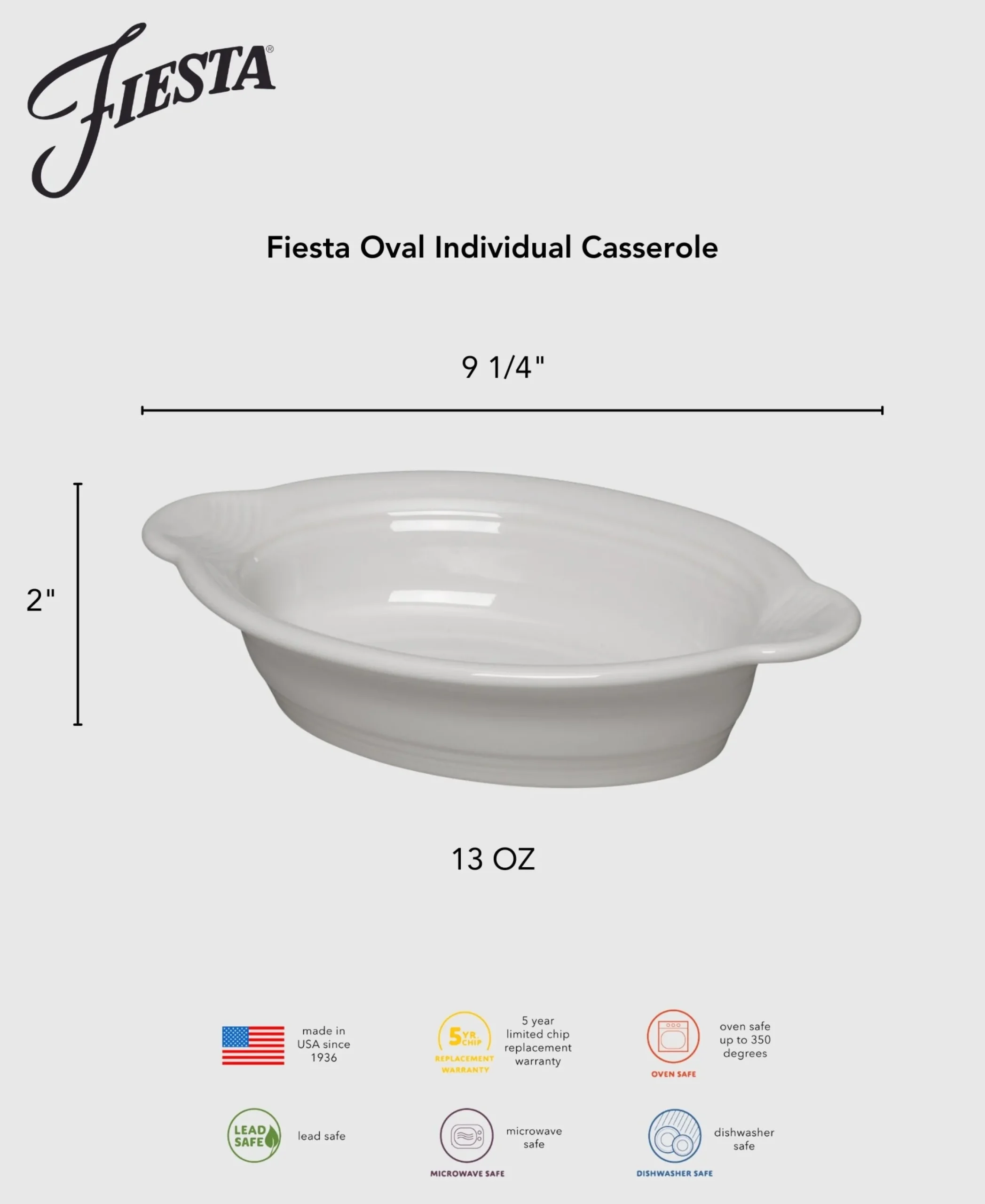 Fiesta 9 1/8 Inch Oval Individual Casserole 13 OZ|Fiesta Factory Direct Online