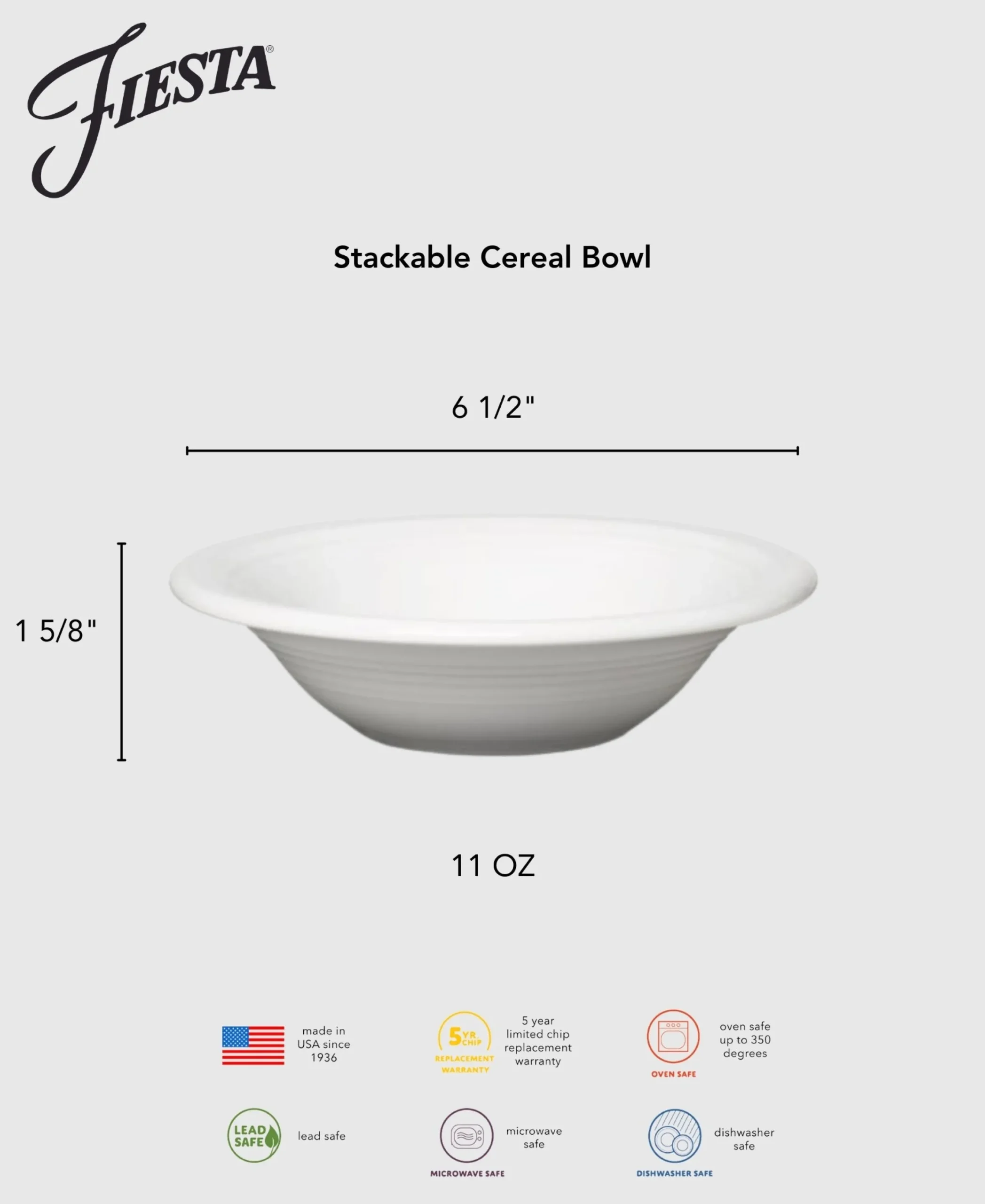 Fiesta 6 1/2 Inch Stackable Cereal Bowl 11 OZ|Fiesta Factory Direct
