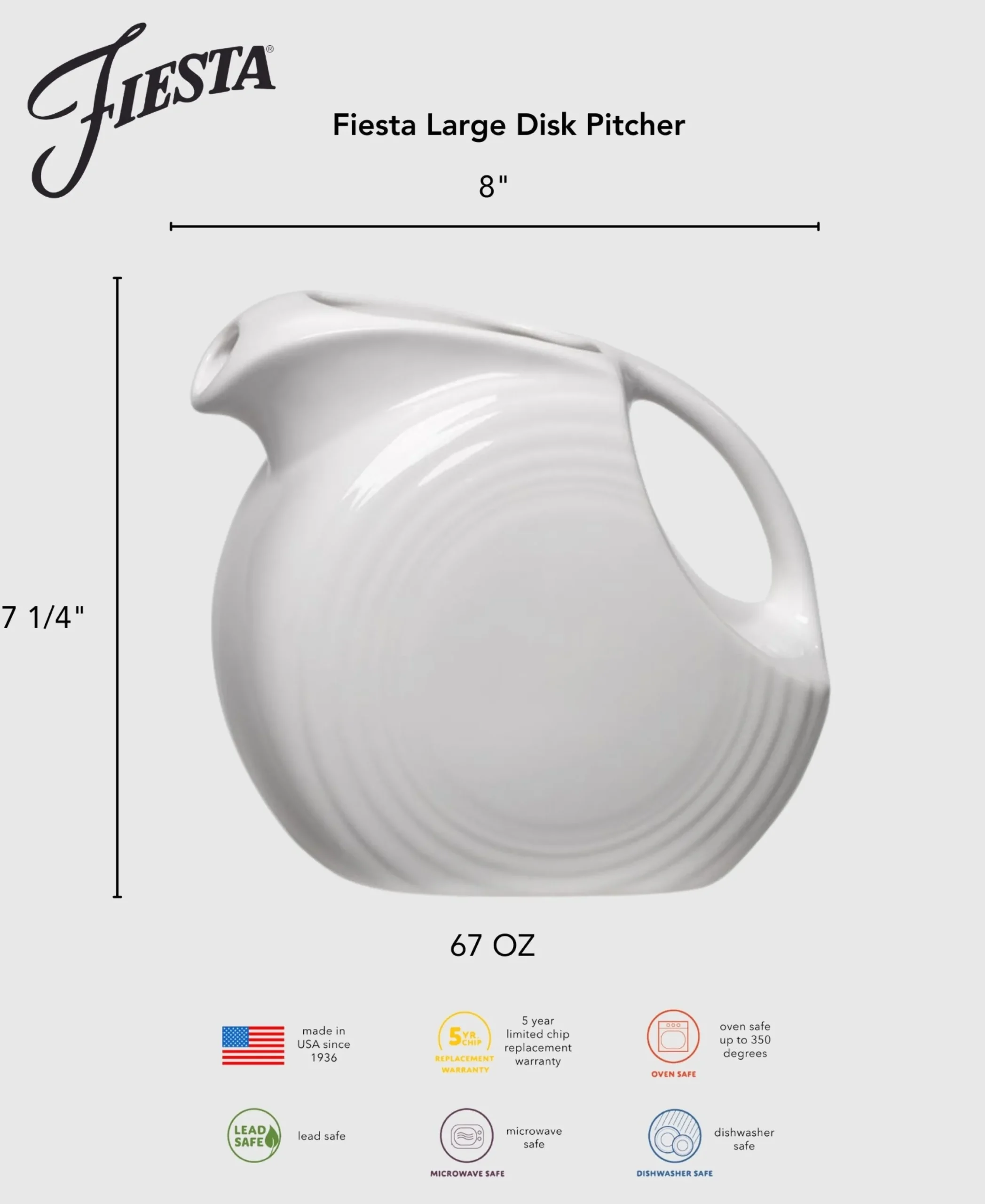 Fiesta 67 OZ Large Disk Pitcher|Fiesta Factory Direct Best