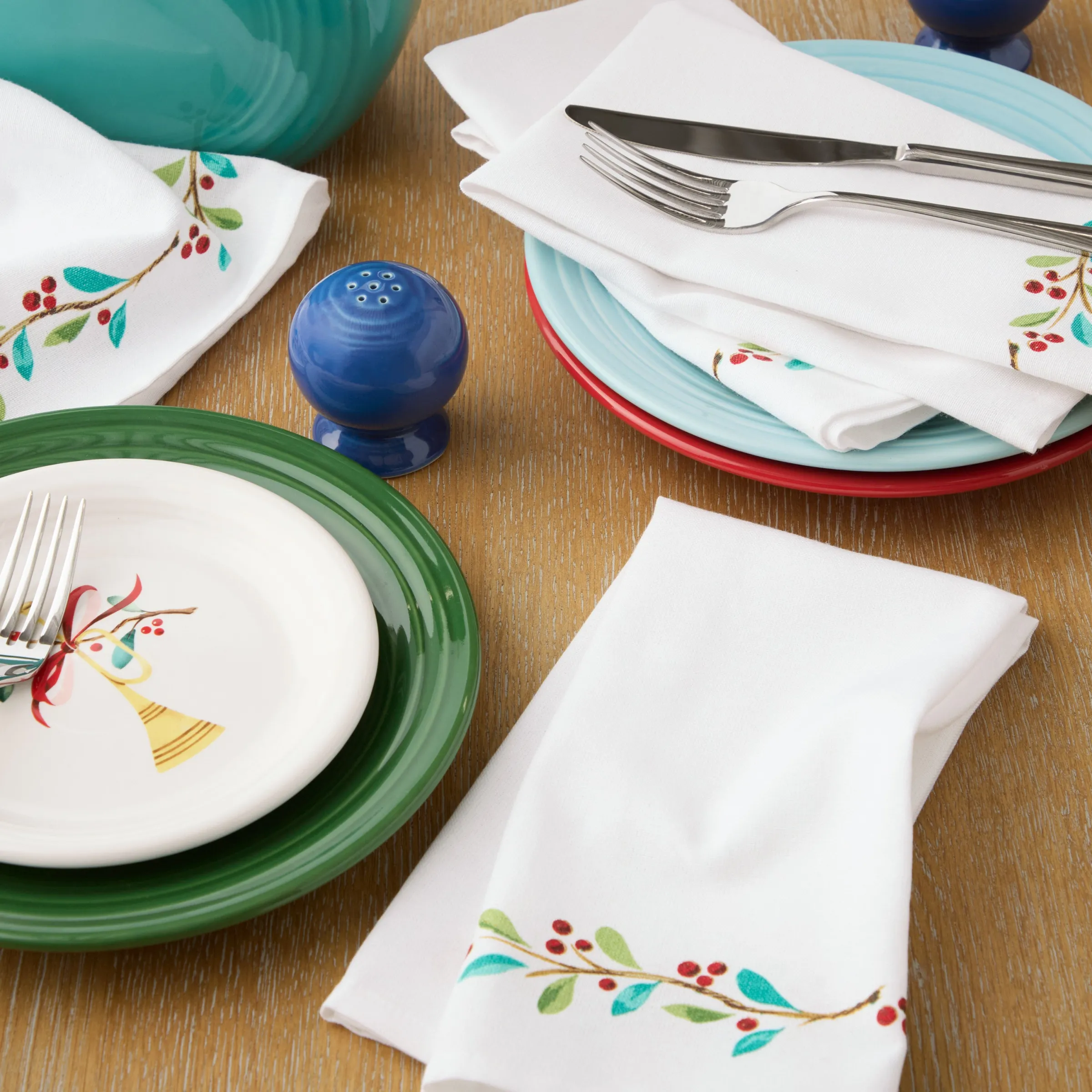 Holly Berry Christmas Border Napkin Set of 4|Fiesta Factory Direct Hot