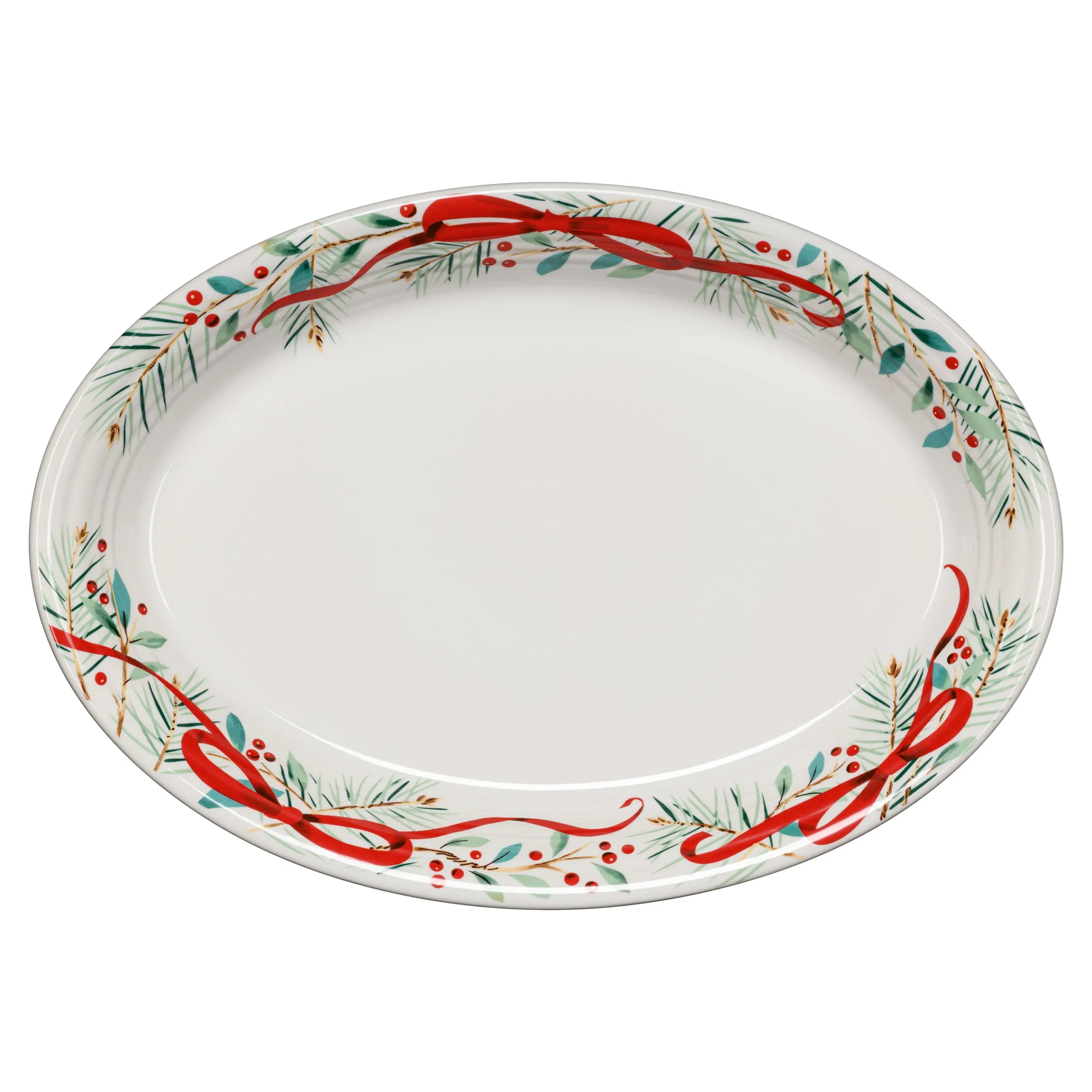 Holly Berry Christmas Garland 13 5/8 Inch Large Oval Serving Platter|Fiesta Factory Direct New