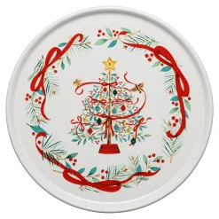 Holly Berry Christmas Tree 12 Inch Round Baking and Serving Platter|Fiesta Factory Direct Clearance