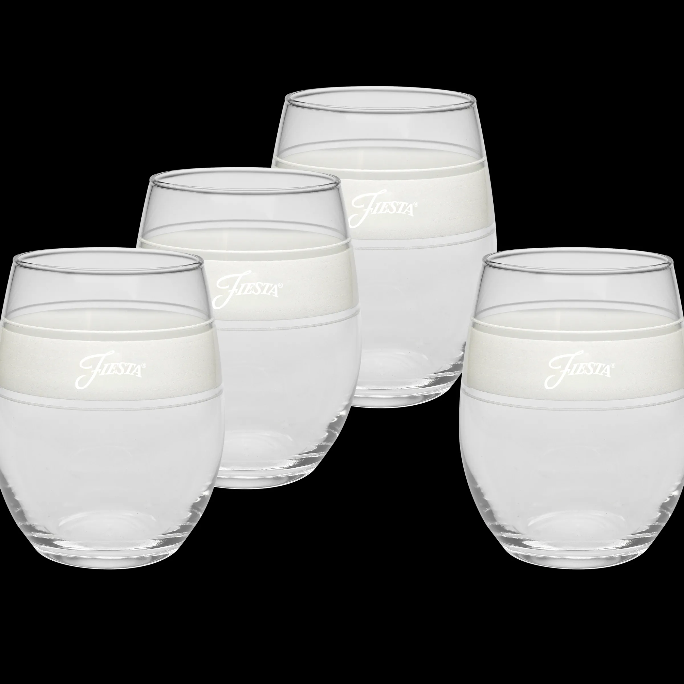 Linen 15 oz. Frame Stemless Glass – Set of 4|Fiesta Factory Direct