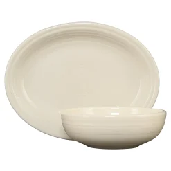 Linen 2-Piece Serve Set 11 5/8 Inch Oval Platter & 38 OZ Bistro Bowl|Fiesta Factory Direct Outlet