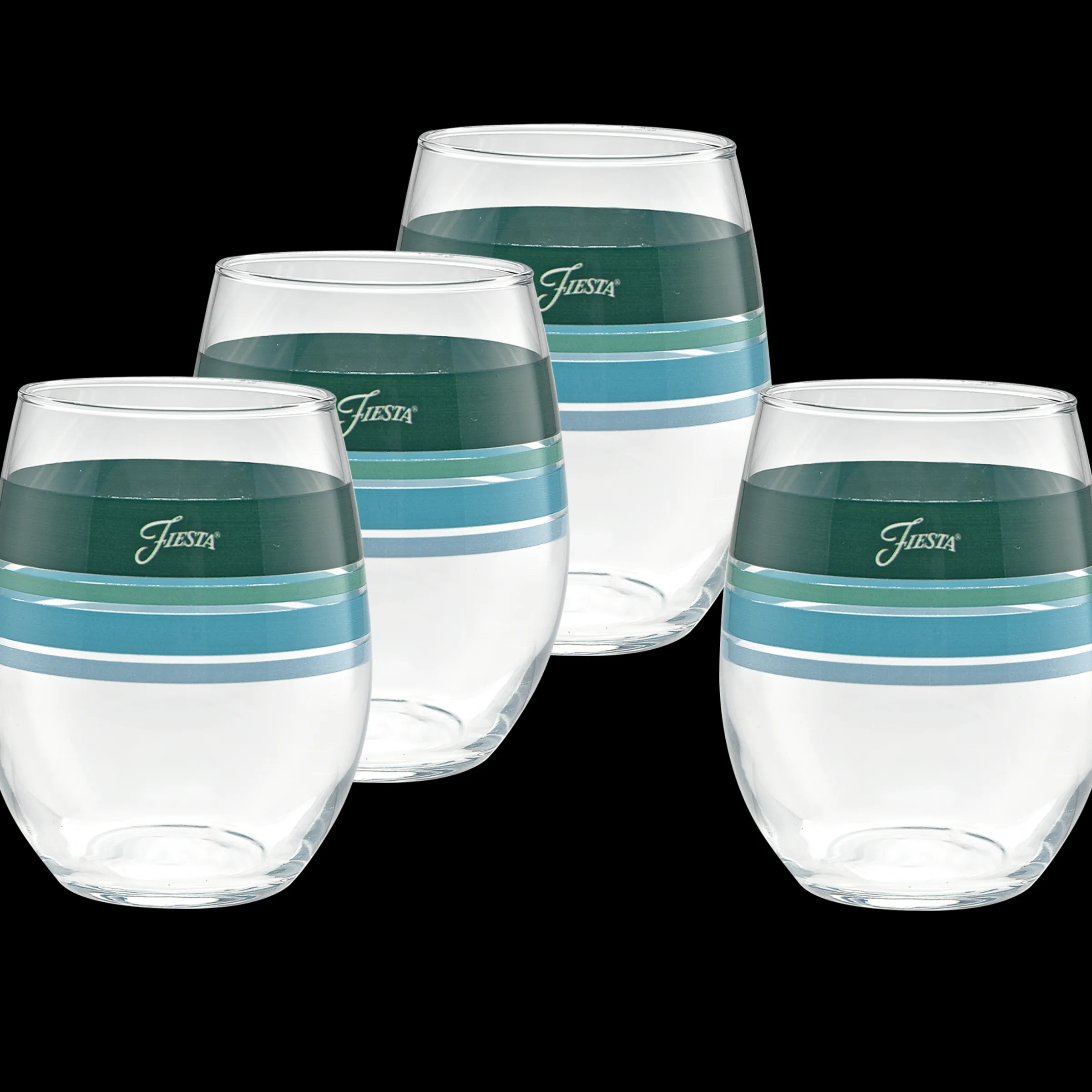Mixed Aegean 15 oz. Edgeline Stemless Wine – Set of 4|Fiesta Factory Direct Outlet