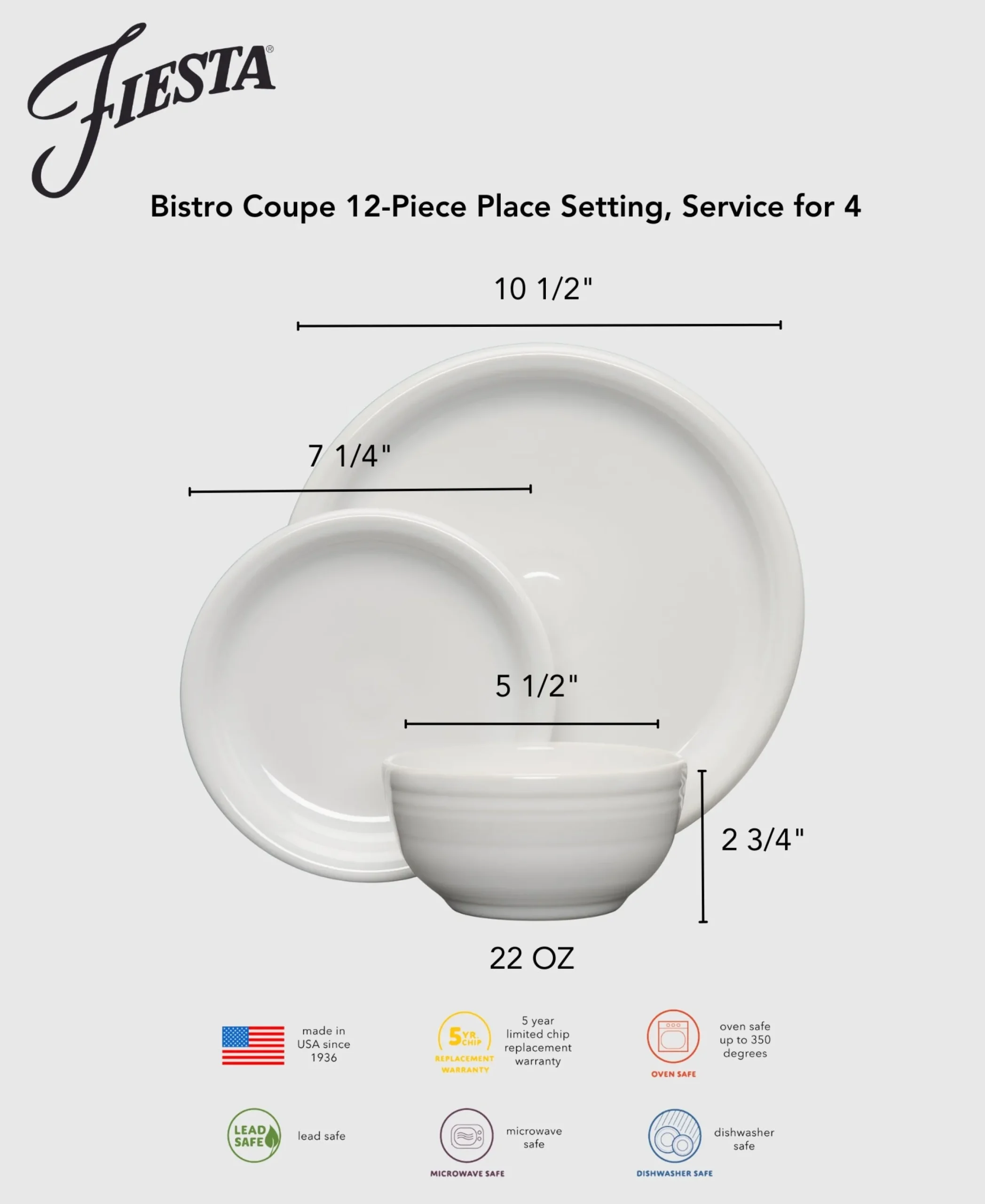 Mixed Sunset Horizon Bistro Coupe 12-Piece Dinnerware Set, Service for 4|Fiesta Factory Direct New