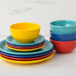 Mixed Vibrant Bistro Coupe 12-Piece Dinnerware Set, Service for 4|Fiesta Factory Direct Discount