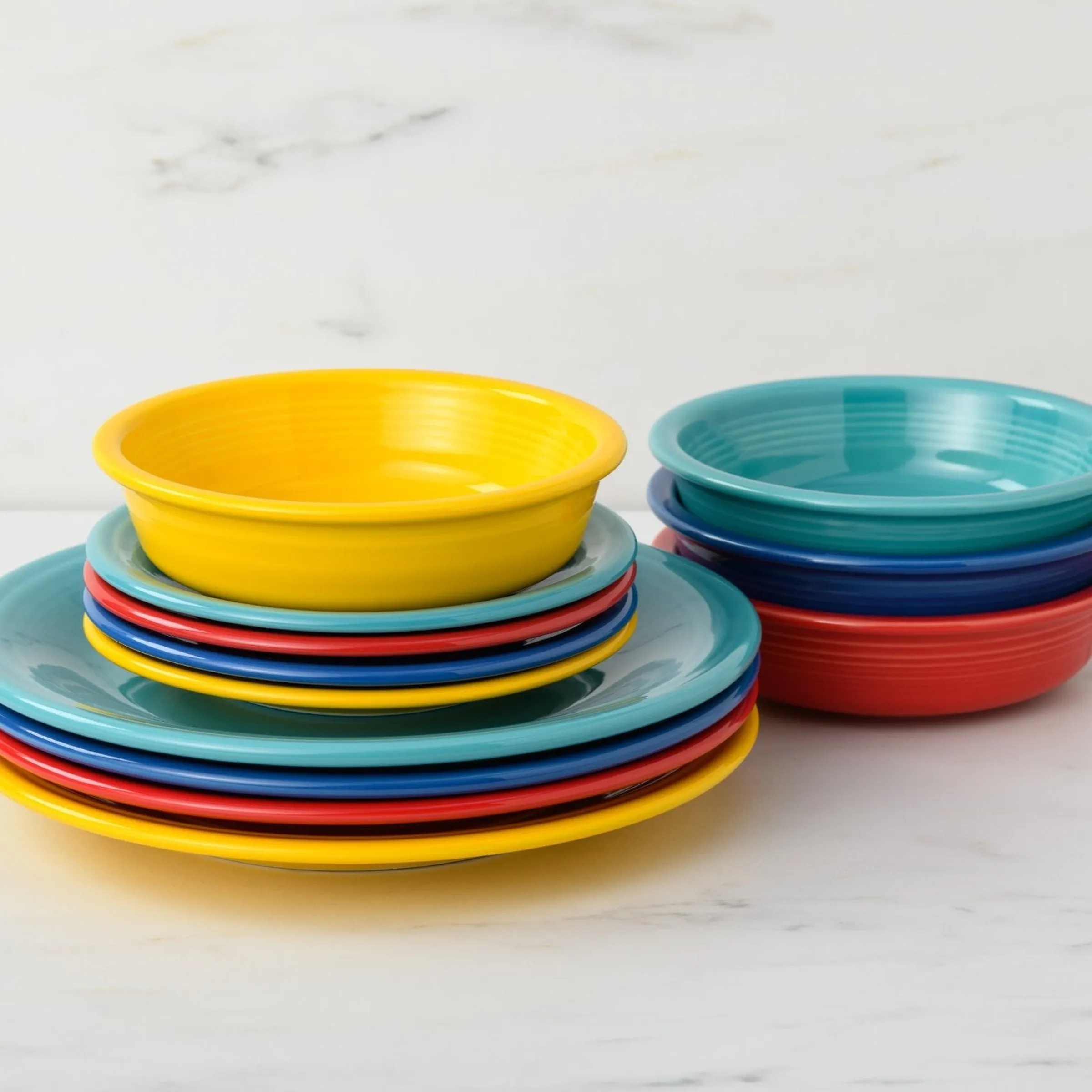 Mixed Vibrant Classic Rim 12-Piece Dinnerware Set, Service for 4|Fiesta Factory Direct Discount