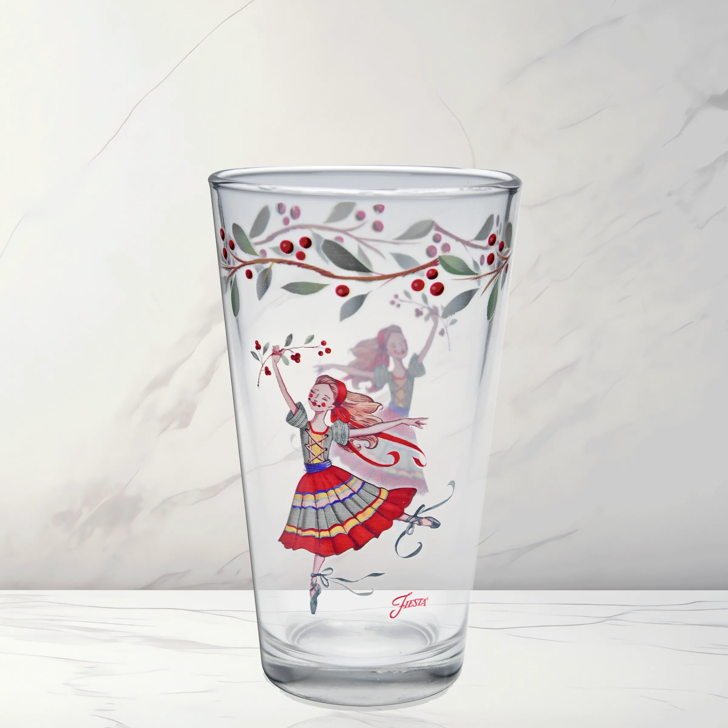 Nutcracker The Ballerina 16 oz. Cooler Glass - Set of 4|Fiesta Factory Direct New