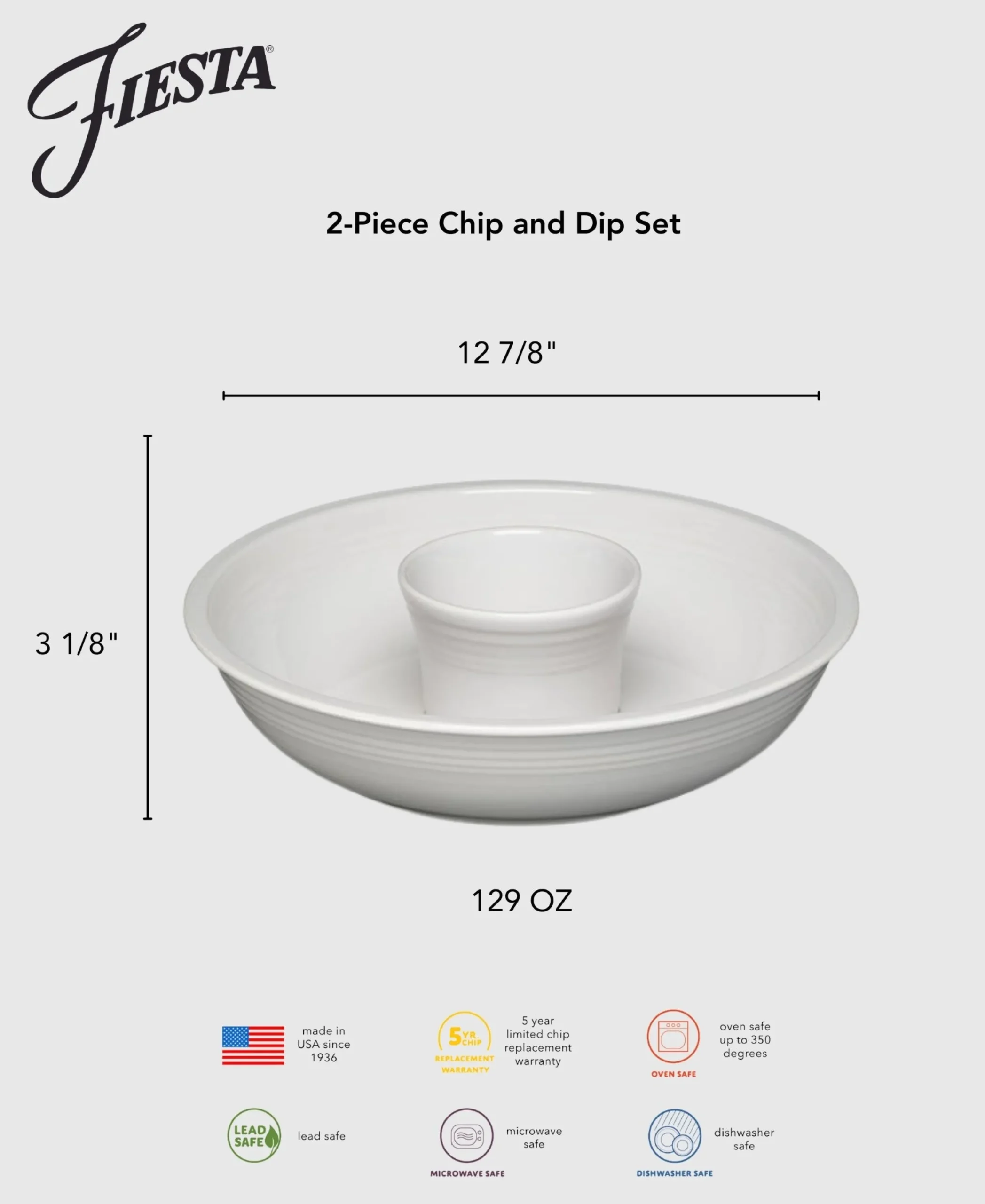 2-Piece Chip and Dip Set 12 7/8 Inch|Fiesta Factory Direct Sale