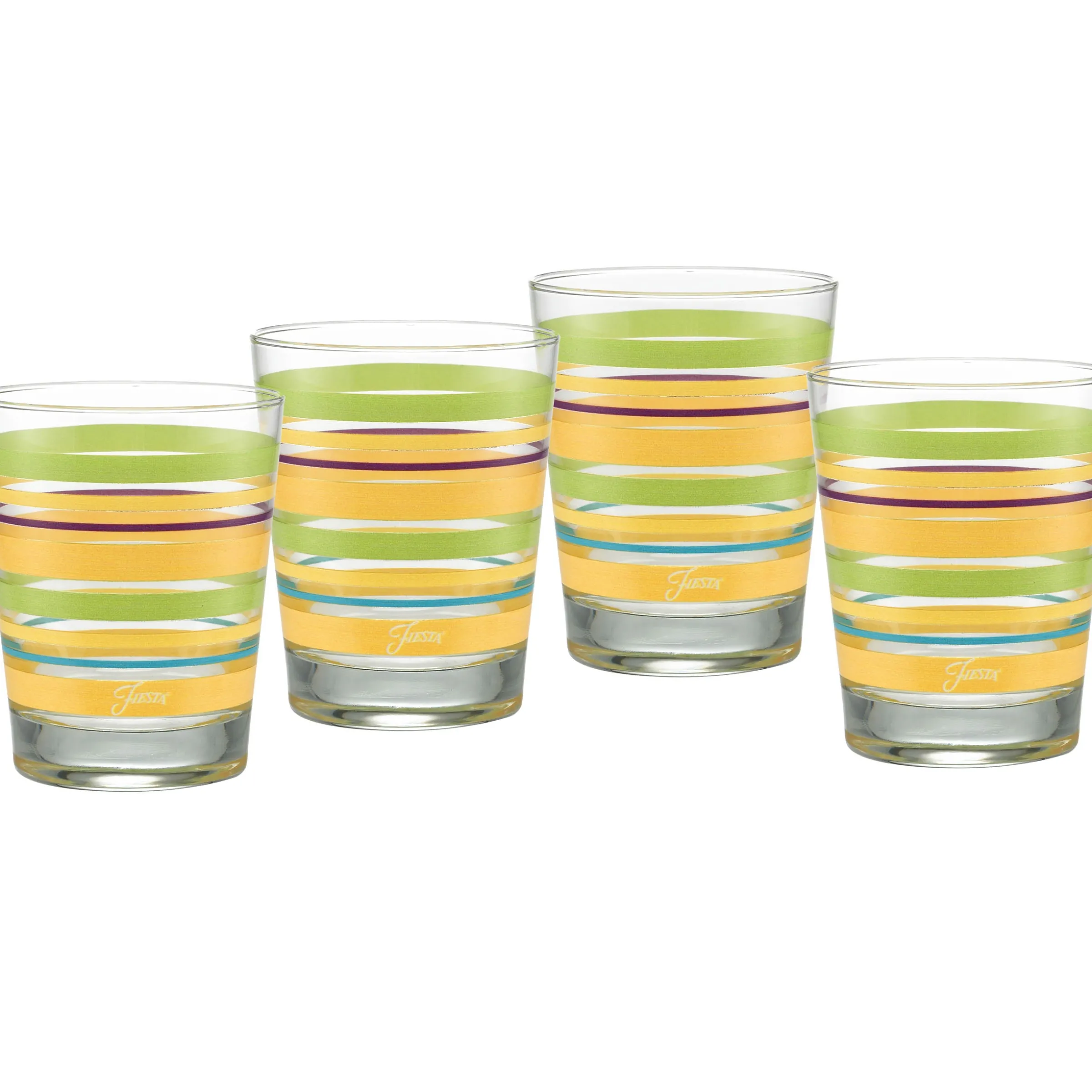 Retired 15 oz. Fiesta® Caribbean Sunset Stripes Tapered Double Old Fashion – Set of 4|Fiesta Factory Direct