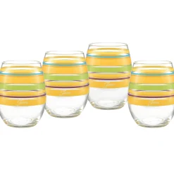 Retired 15 oz. Fiesta® Caribbean Sunset Stripes Stemless Wine – Set of 4|Fiesta Factory Direct Hot