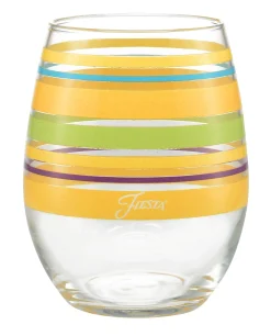 Retired 15 oz. Fiesta® Caribbean Sunset Stripes Stemless Wine – Set of 4|Fiesta Factory Direct Hot