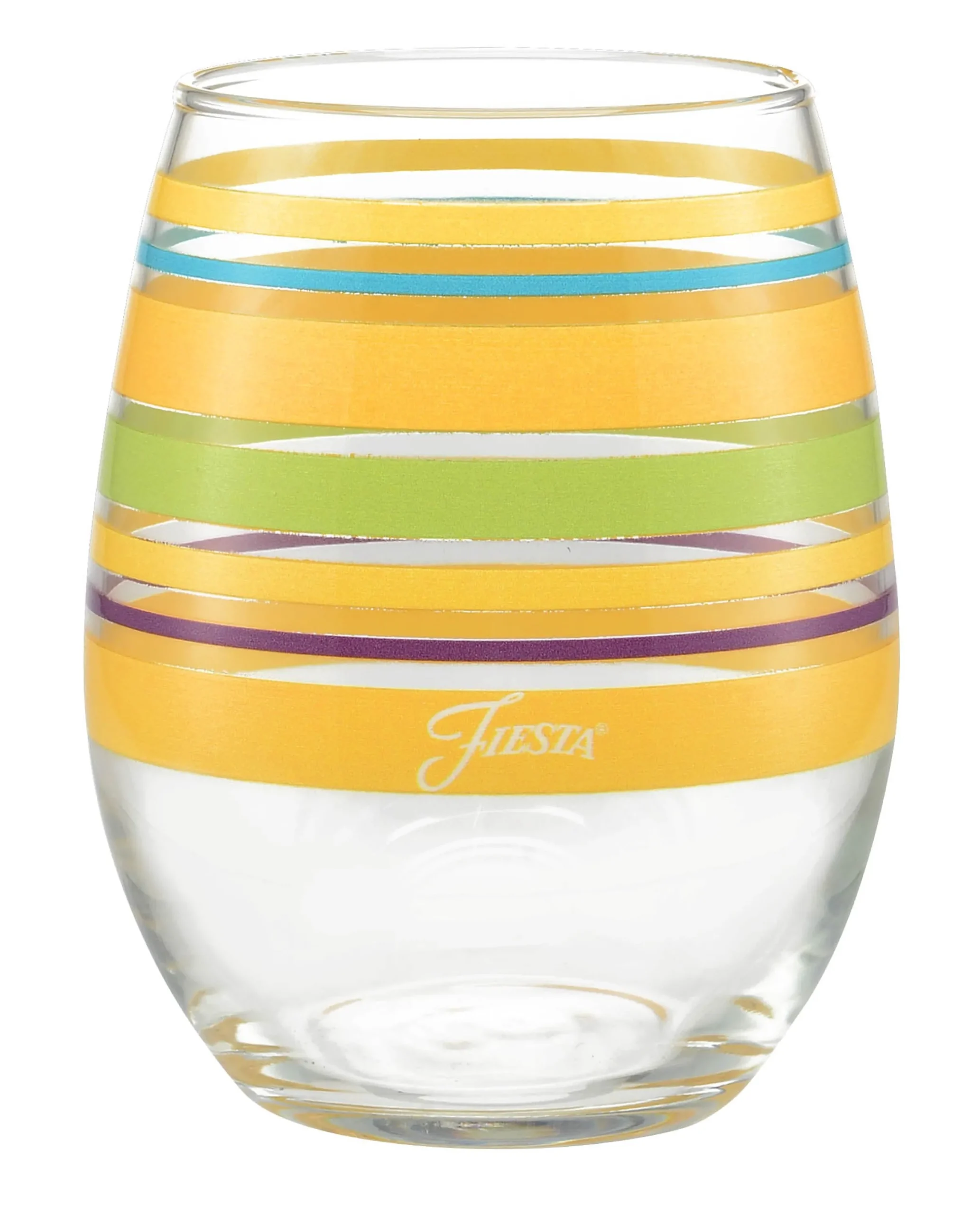 Retired 15 oz. Fiesta® Caribbean Sunset Stripes Stemless Wine – Set of 4|Fiesta Factory Direct Hot