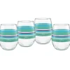 Retired 15 oz. Fiesta® Farmhouse Chic Stripes Stemless Wine – Set of 4|Fiesta Factory Direct Best