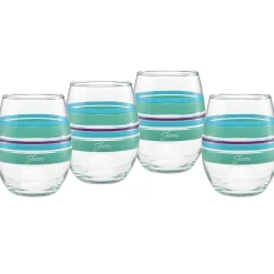 Retired 15 oz. Fiesta® Farmhouse Chic Stripes Stemless Wine – Set of 4|Fiesta Factory Direct Best