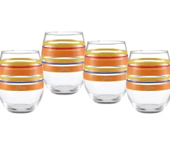 Retired 15 oz. Fiesta® Sienna Sunset Stripes Stemless Wine – Set of 4|Fiesta Factory Direct New