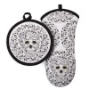 Retired Skull and Vine Oven Mitt & Pot Holder Set|Fiesta Factory Direct