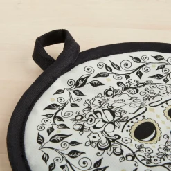 Retired Skull and Vine Oven Mitt & Pot Holder Set|Fiesta Factory Direct