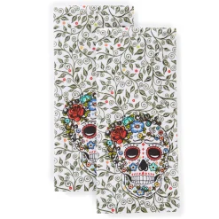 Retired SKULL AND VINE SUGAR Kitchen Towel 2-Pack Set|Fiesta Factory Direct Hot