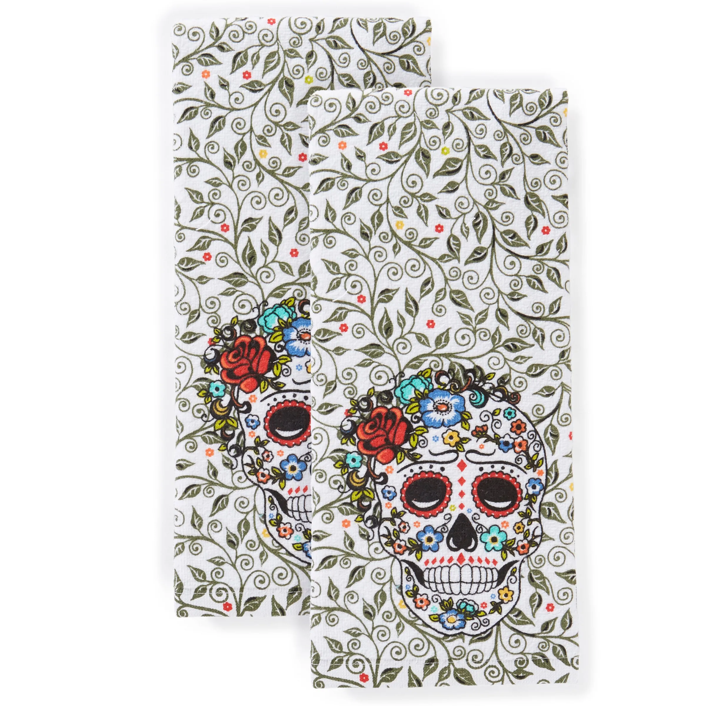 Retired SKULL AND VINE SUGAR Kitchen Towel 2-Pack Set|Fiesta Factory Direct Hot