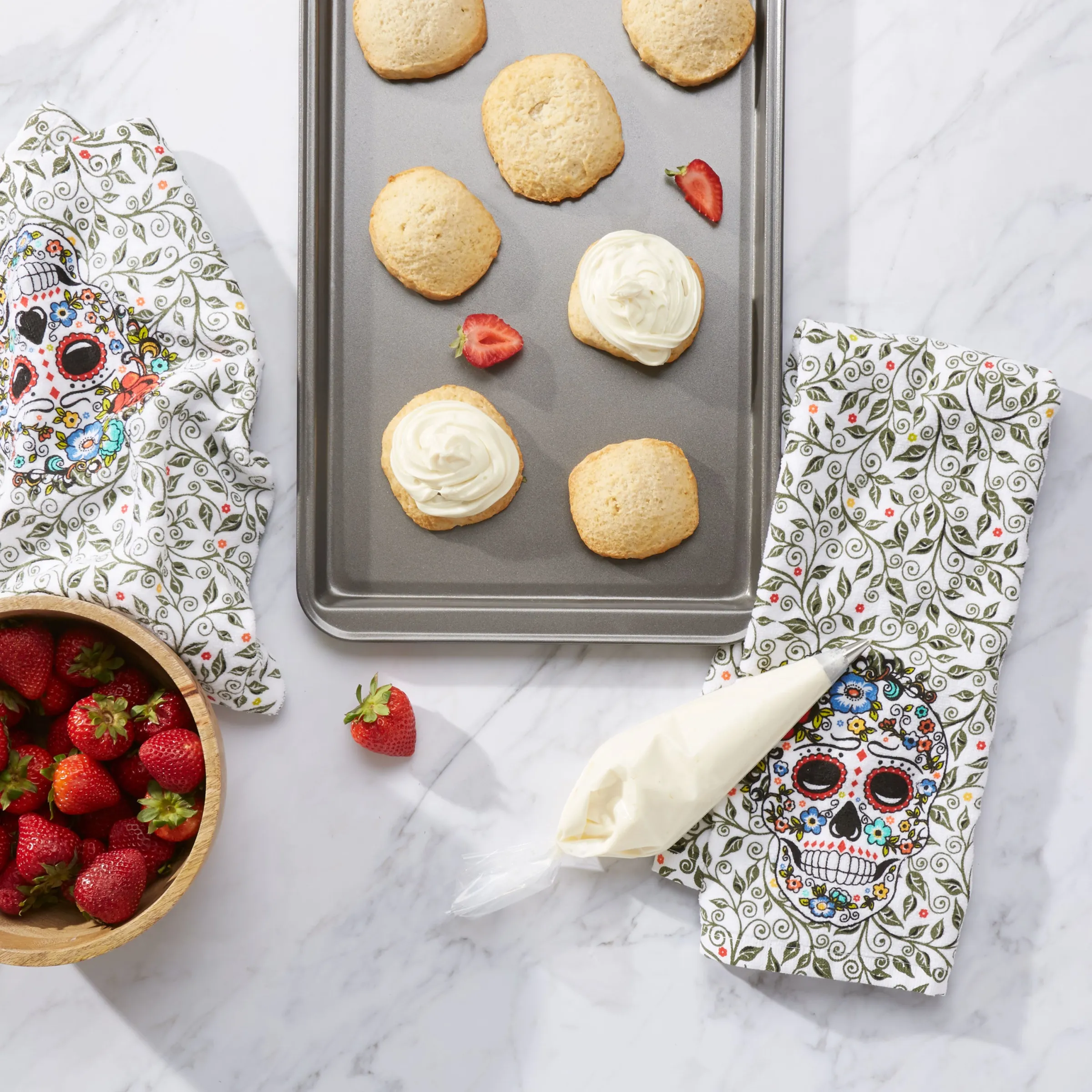Retired SKULL AND VINE SUGAR Kitchen Towel 2-Pack Set|Fiesta Factory Direct Hot