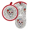 Retired SKULL AND VINE SUGAR Oven Mitt & Pot Holder Set|Fiesta Factory Direct Sale