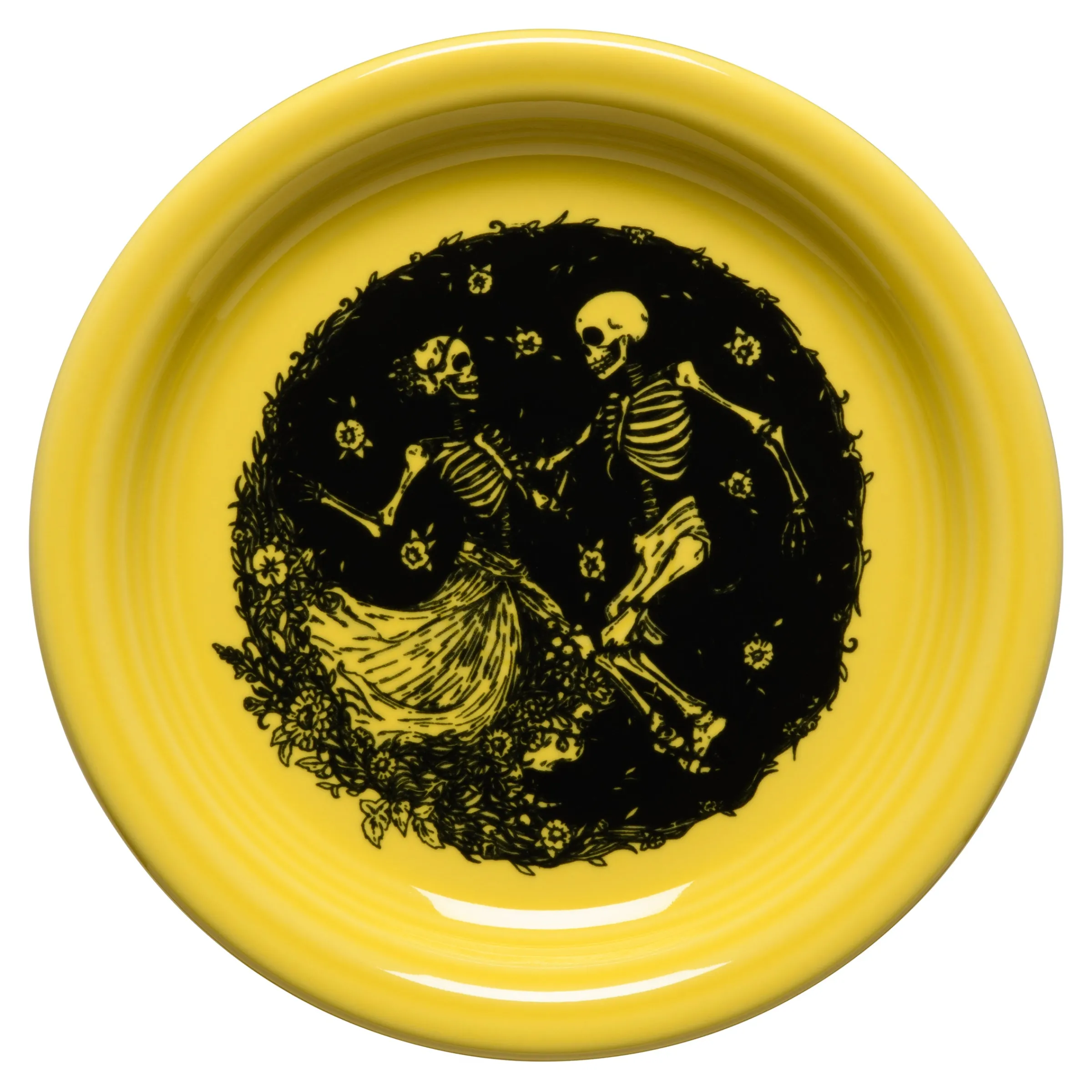 Skeleton Duet Sunflower Bistro Coupe 6 1/4 Inch Appetizer Plate|Fiesta Factory Direct Best