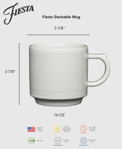 Sky 16 OZ Set of 4 Stackable Mug Set|Fiesta Factory Direct Sale
